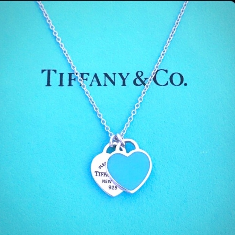 SOLD! AUTHENTIC mini double heart enamel pendant